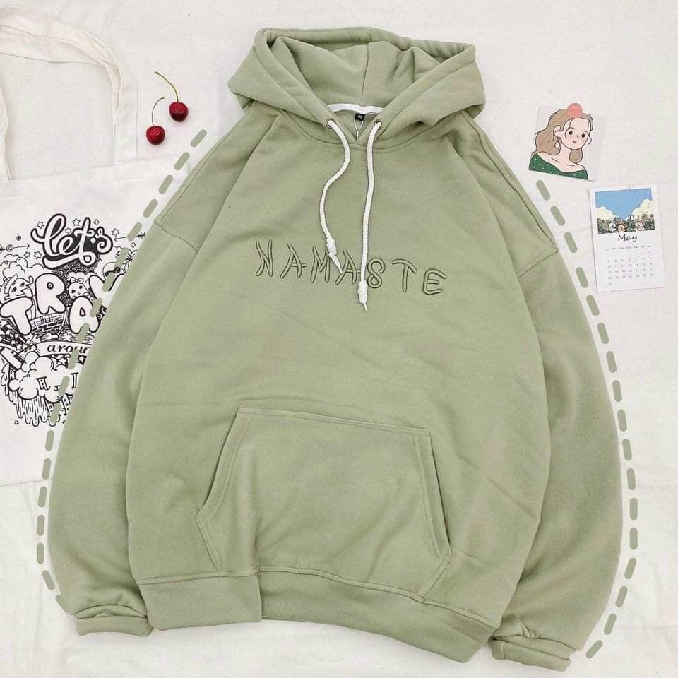 Áo Hoodie Nỉ Ngoại Hàng Bán Chạy Tay Phồng Thêu Chữ, Hoodie NAMASTE Form Rộng Thoải Mái, Áo Khoác Hoodie Cute, Áo Khoác Hoodie Cute, Áo Khoác Hoodie Có Túi Trước