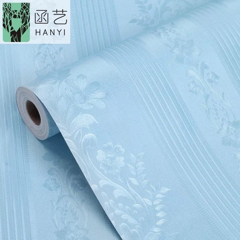 Cuộn 10m giấy dán tường Xanh sọc vân mịn có keo sẵn.