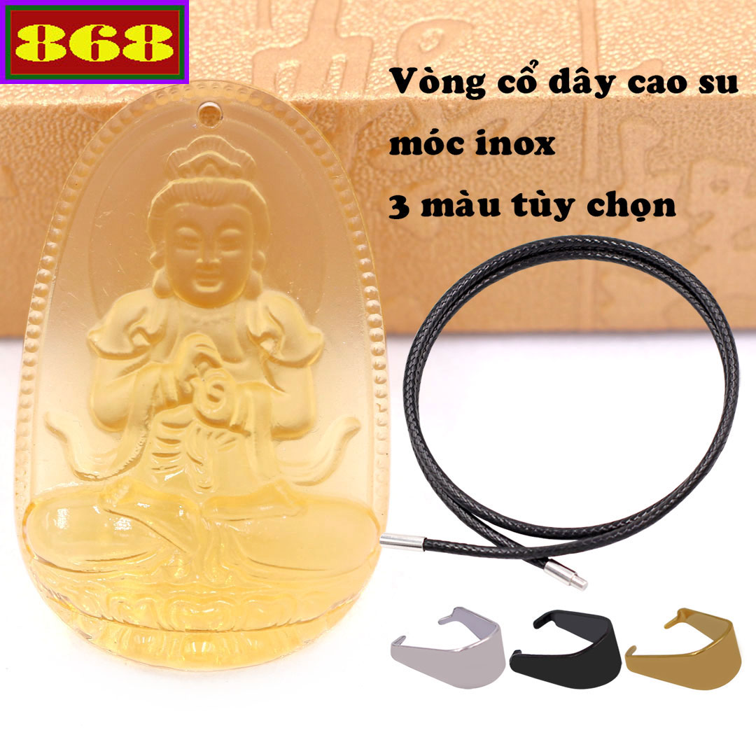 Mặt Phật hộ mệnh tuổi Mùi, Thân - Mặt dây chuyền Phật Như lai Đại nhật pha lê vàng kèm dây đeo - Size phù hợp cho nam và nữ