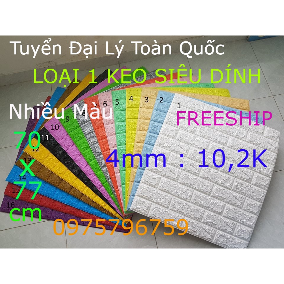 Combo 10 tấm xốp dán tường dày 4mm khổ lớn 70x77cm