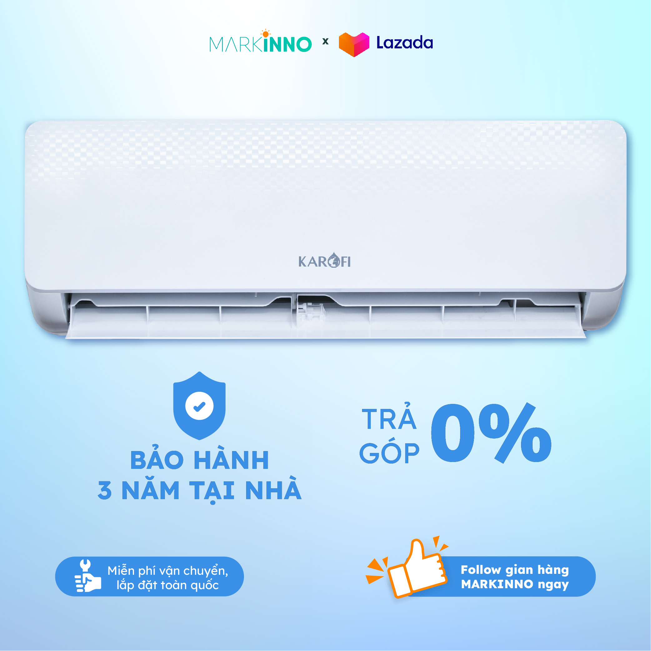Máy điều hòa không khí karofi kdc-wf12 cửa 1 chiều 12000btu, công nghệ thông minh 4 tự động