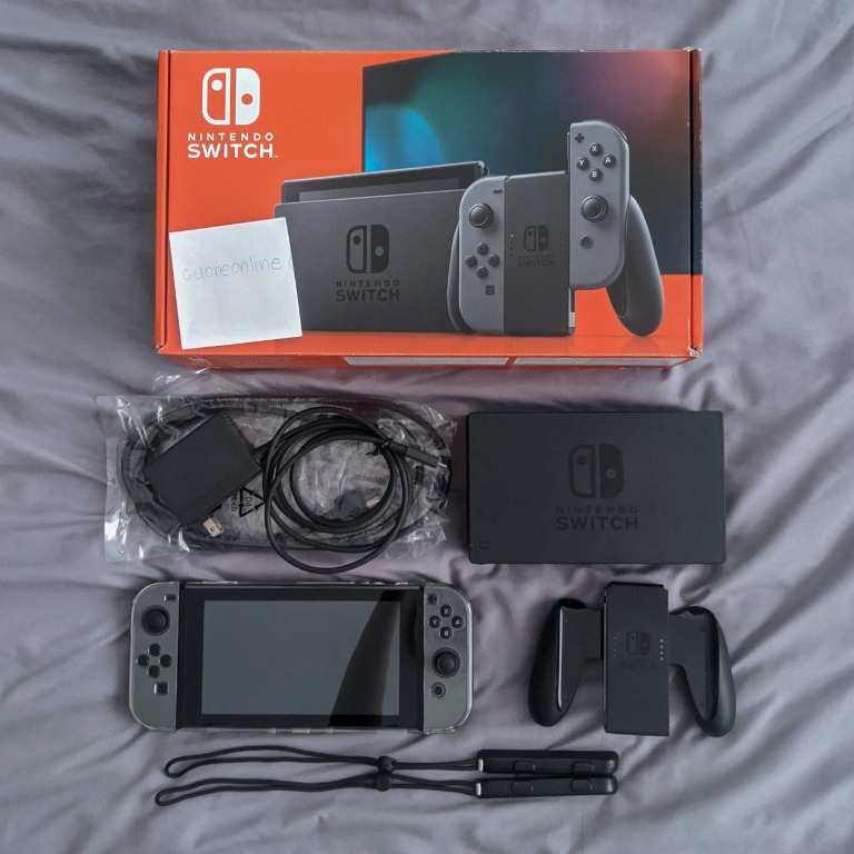 Nintendo switch v2 gray 99% fullbox likenew