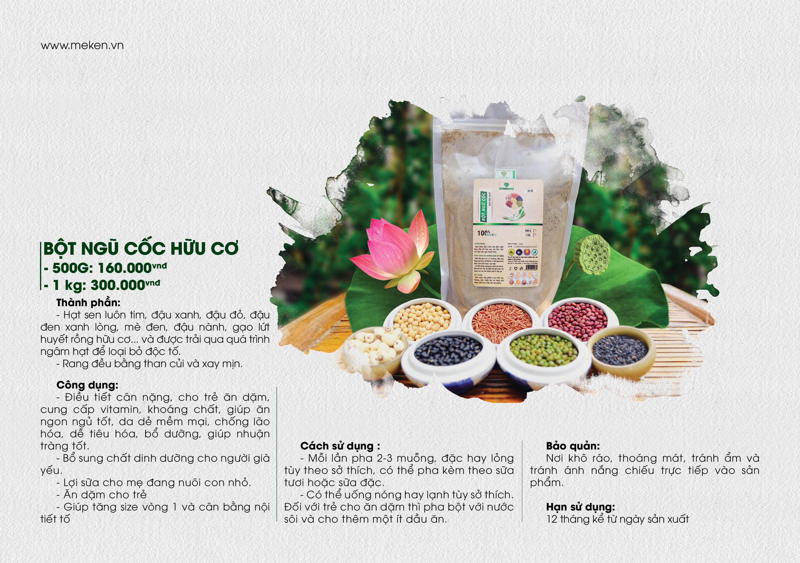Bột ngũ cốc dinh dưỡng mẹ ken 500g