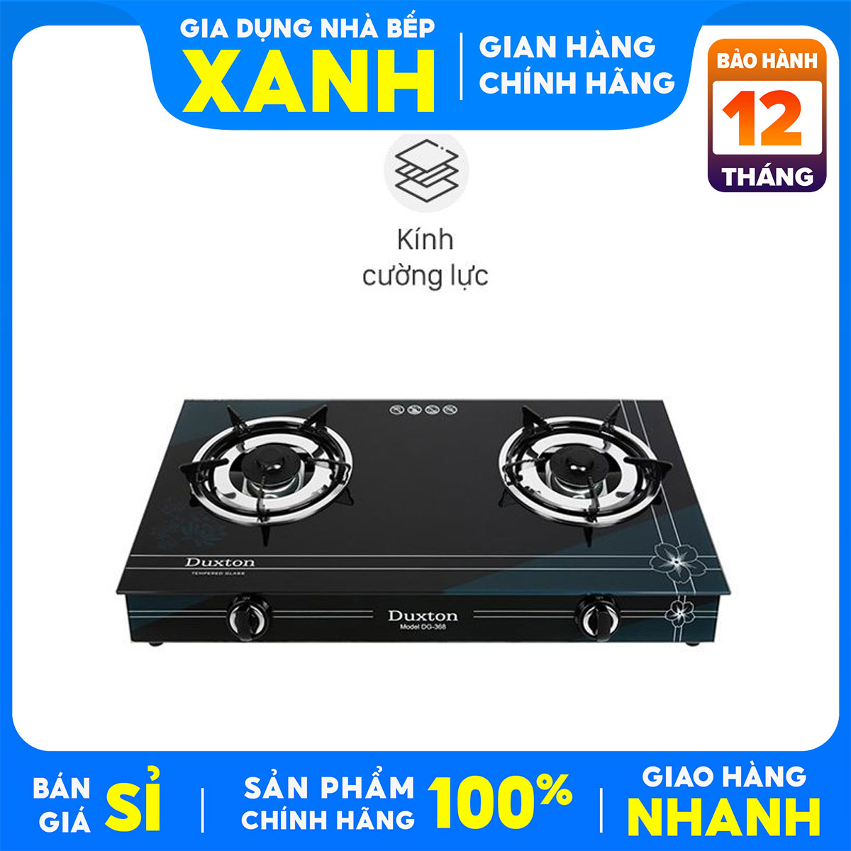 Bếp gas đôi duxton dg-368 +tặng dây gas, tiết kiệm gas bảo hành 12 tháng