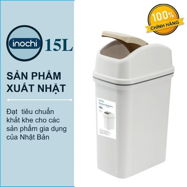 Thùng rác nhựa cao cấp nắp lật 15 lít inochi nhật bản - nhiều màu
