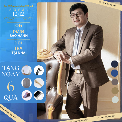 bộ vest nam comple - bộ quần áo vest trung niên 2 khuy vải cao cấp chuẩn phom lịch lãm