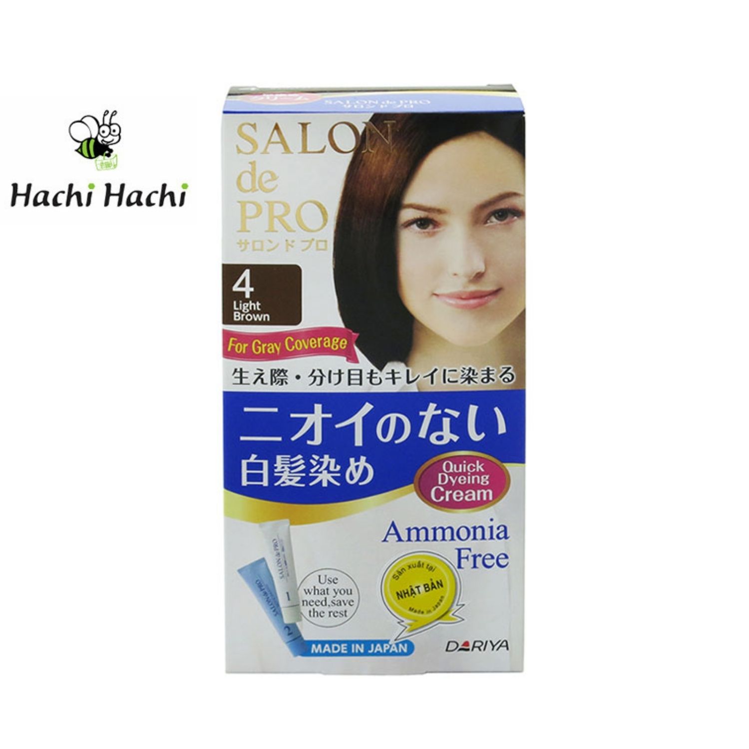 Kem nhuộm tóc bạc không mùi Salon De Pro 4 (Màu nâu nhạt) - Hachi Hachi Japan Shop