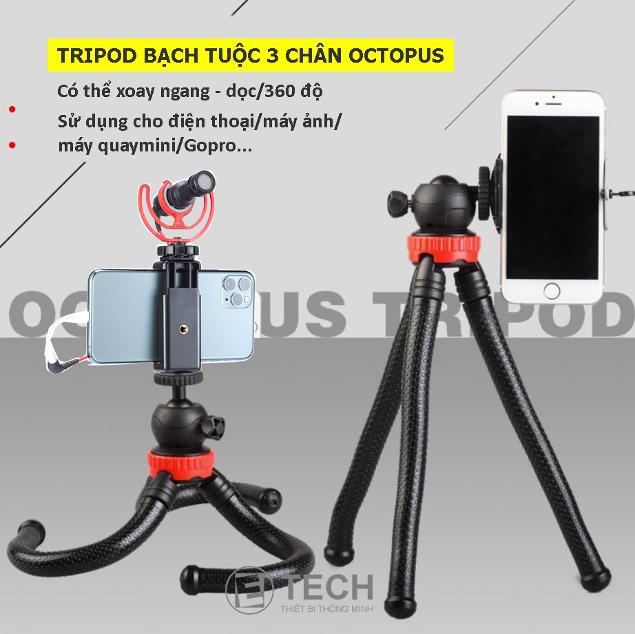 Tripod bạch tuộc cho điện thoại, máy ảnh, gopro