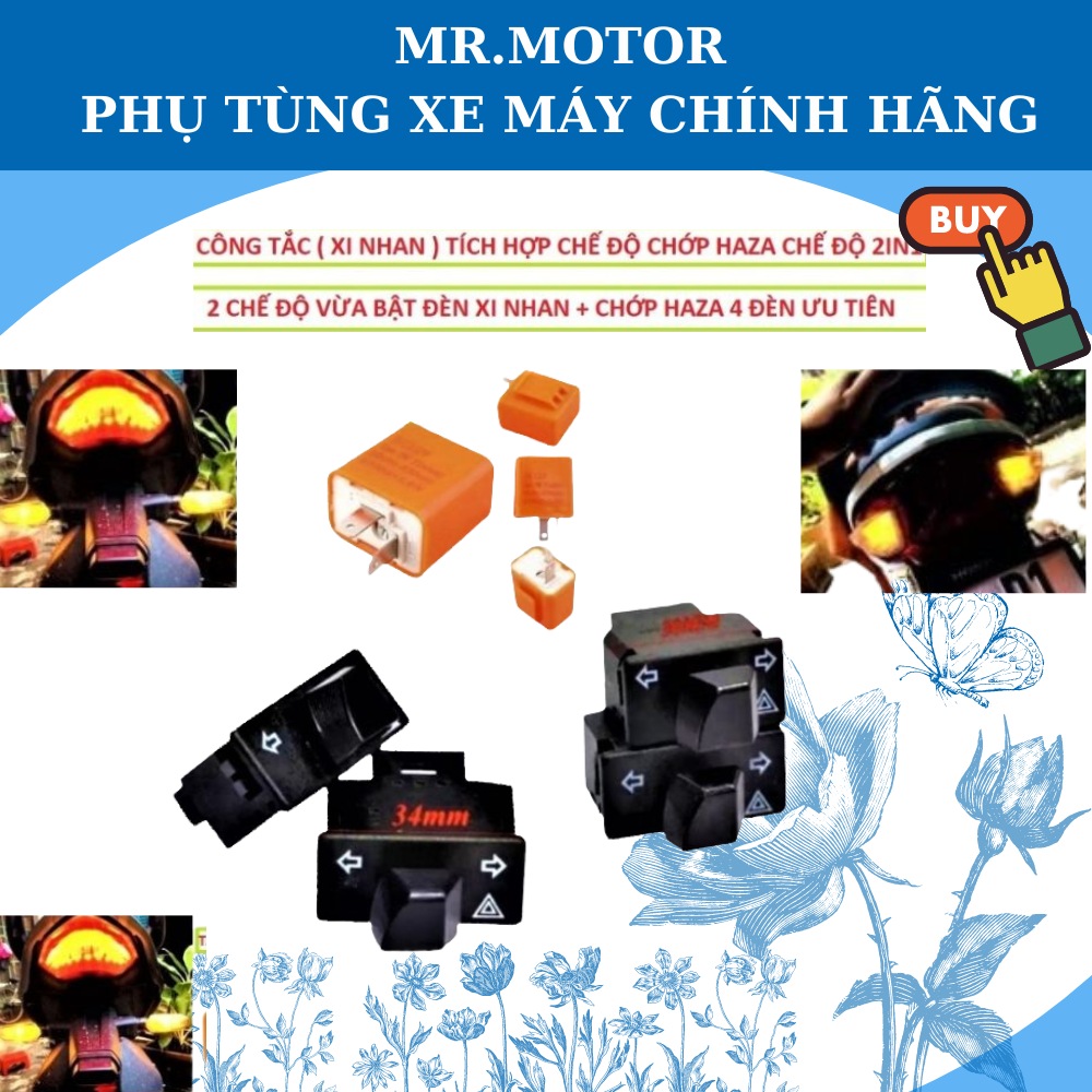 Công tắc xi nhan tích hợp Haza tặng cục chớp điện tử lắp zin xe honde