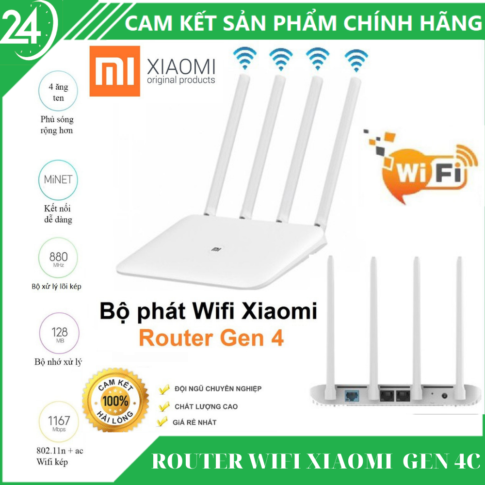 [BẢN QUỐC TẾ - BH 12 THÁNG] Bộ Phát WiFi Xiaomi - Router WiFi Xiaomi Gen 4C - Tốc Độ 300Mbps 4 Anten Wifi Router