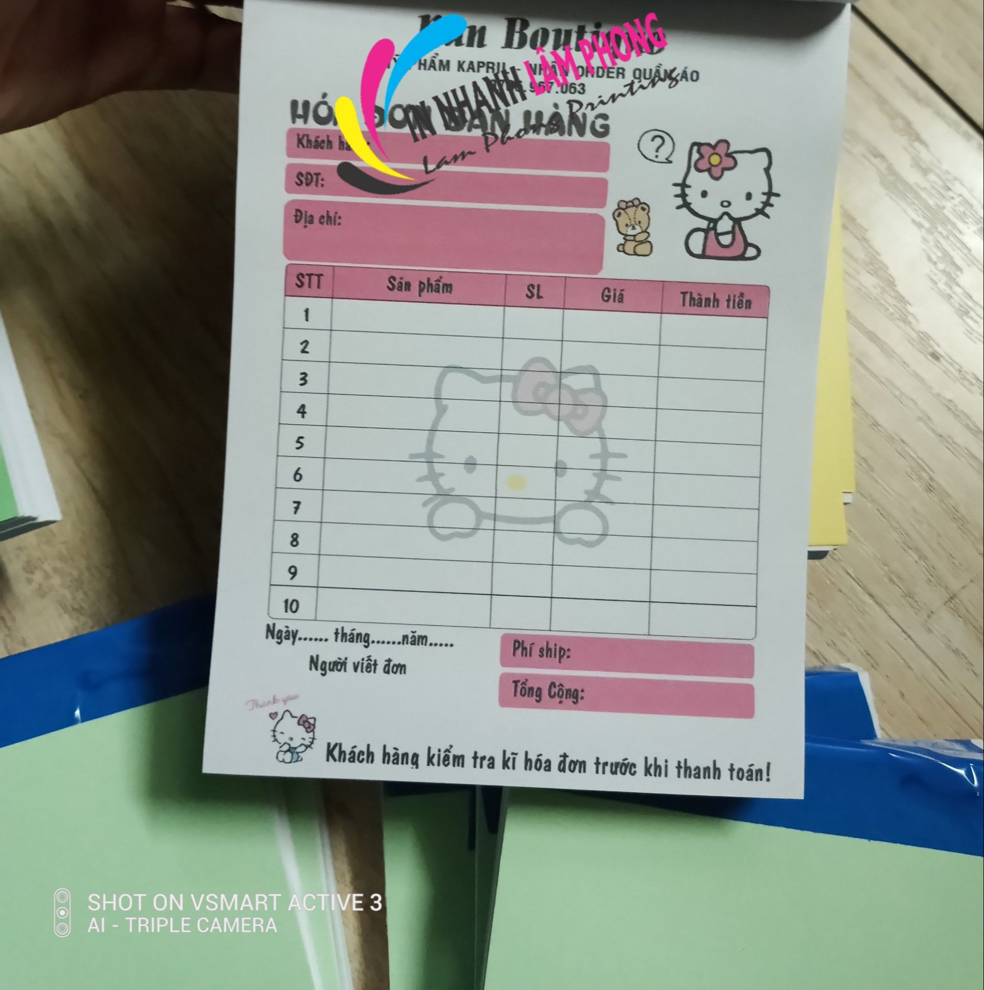 SET 50 TỜ hóa đơn bán hàng nhiều màu sắc siêu xinh kích thước A5
