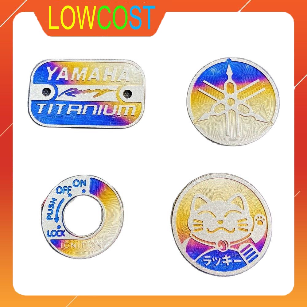 Tem logo, tem nắp dầu, tem dán ổ khóa chất liệu titan gr5 trang trí xe yamaha sirius