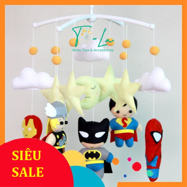 Đồ chơi treo nôi cũi handmade chủ đề 5 Anh em siêu nhân