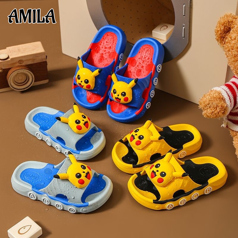 AMILA Stepping on feeling children's slippers summer boy girls bathroom bath non-slip medium big children's home pro net red sandal