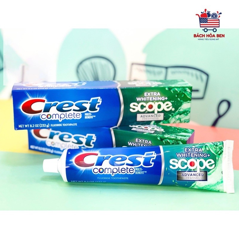 Kem đánh răng Crest Complete Extra Whitening Plus Scope