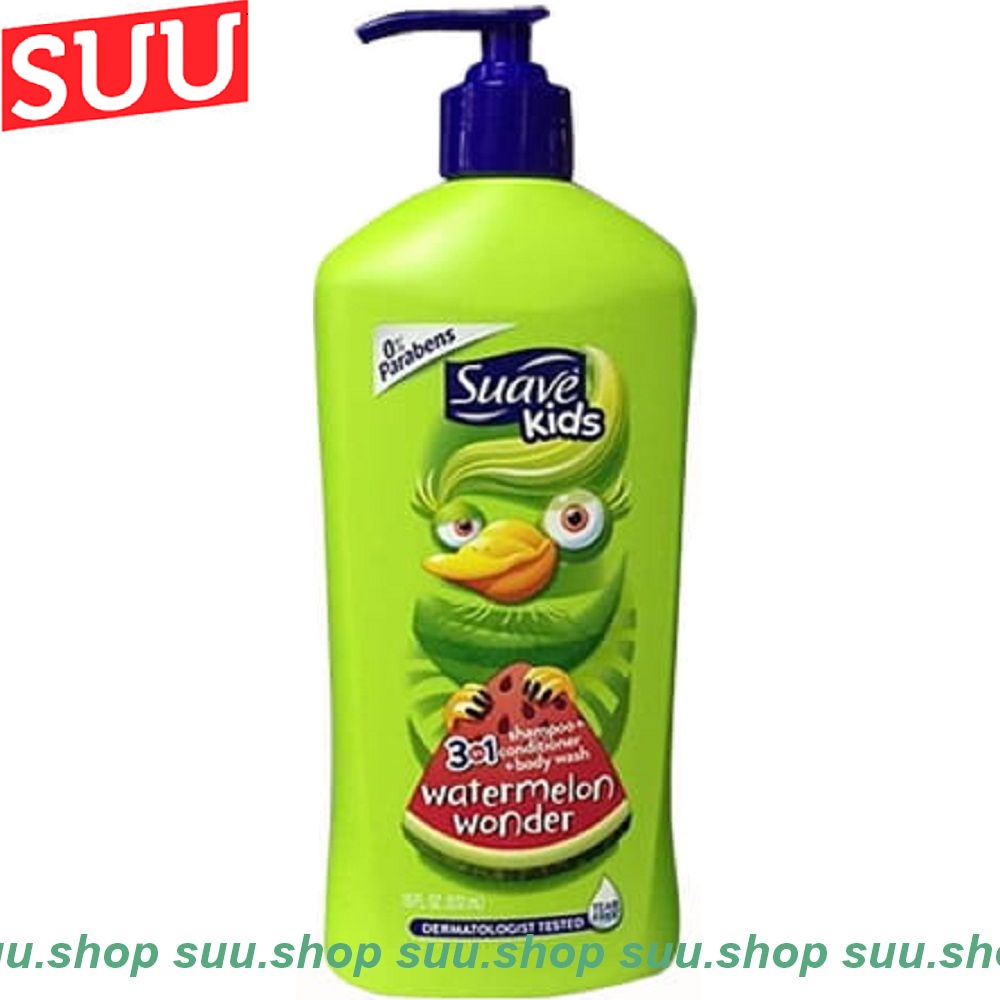 Gel Tắm Gội Hương Dưa Hấu Suave Kids 532ml Toàn Thân Cho Bé