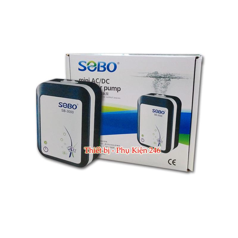 Máy sủi oxi tích điện siêu êm ac/dc sobo-4000 2 vòi