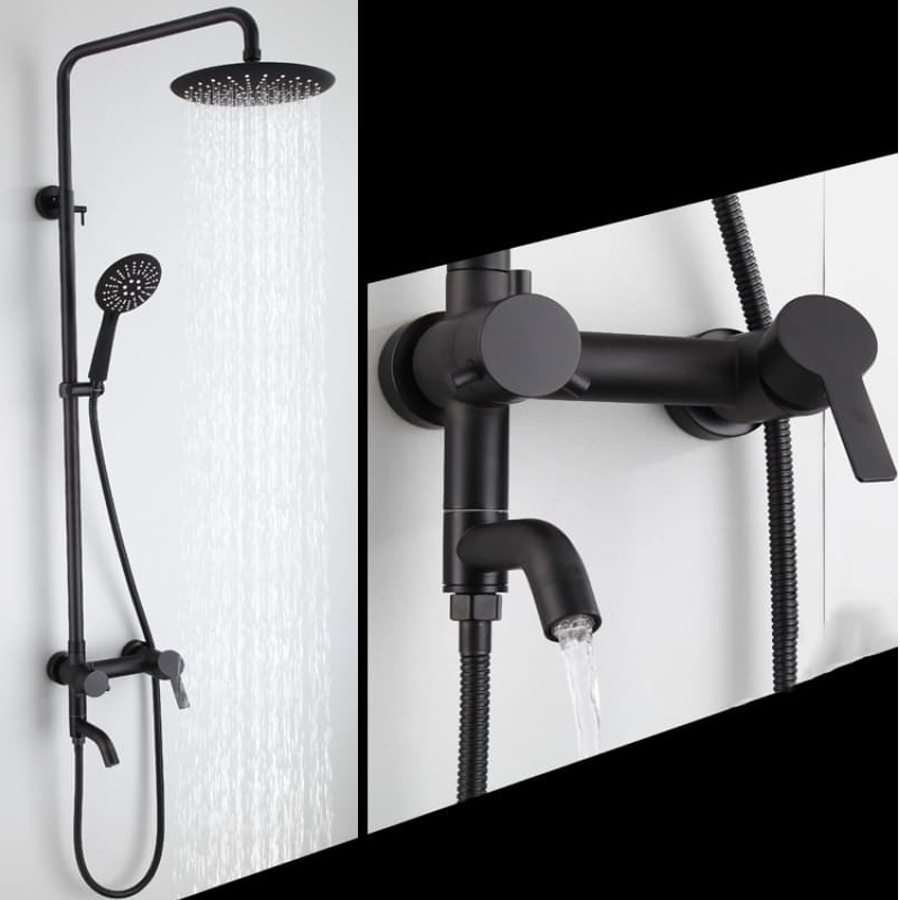 Sen Cây Tròn Đen Sơn Tĩnh Điện, sen cây nóng lạnh, sen cây tắm inox 304, vòi sen tắm, sen cây đứng nóng lạnh, sen cây đứng giá rẻ K-SC9017Đ