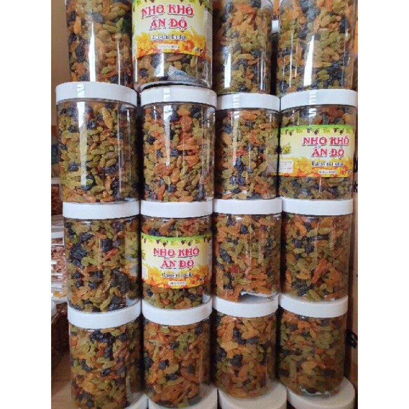 2 hũ nho khô mix 3 vị nho đen, nho xanh,nho vàng loại ngon -hũ 450gr
