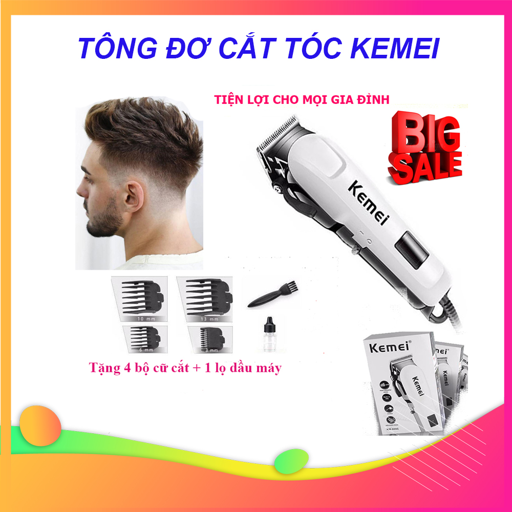 Tông Đơ Cắt Tóc, Tông Đơ Tông Đơ Cắt Tóc Cho Bé, Tông Đơ Cắt Tóc Kemei Có Dây Cao Cấp. Thiết kế Hiện Đại, Động Cơ Mạnh Mẽ, An Toàn, Dễ Sử Dụng Với 4 Đầu Lược Cắt. Bảo Hành 1 Đổi 1, Mua Ngay!!