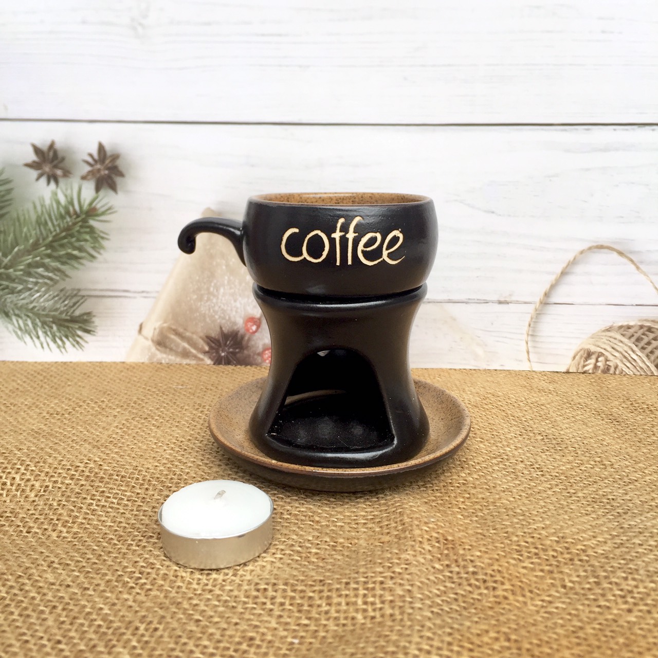 Bộ Tách Trà đun hâm nóng cafe/ cà phê/ coffee Bát Tràng🍵 🍵 S113