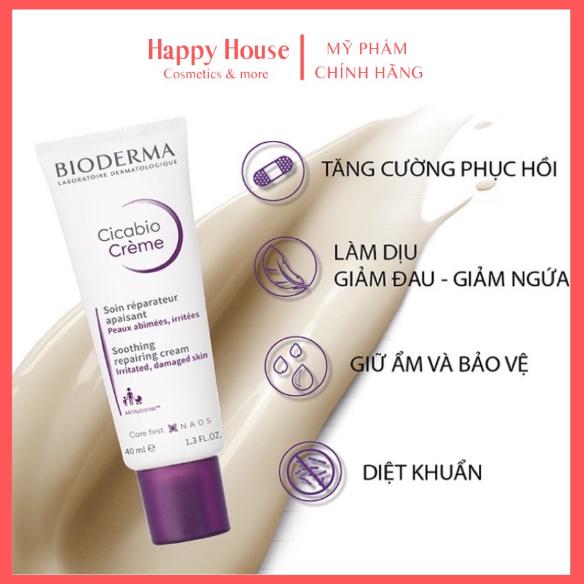 Kem Dưỡng Phục Hồi Da Bioderma Cicabio Crème 40ml- Happy House