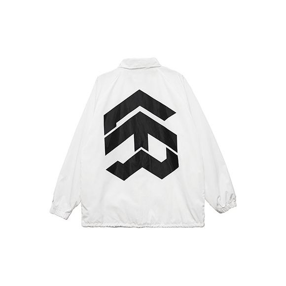 5theway® /solid/ big logo coach jacket in white aka áo khoác dù trắng