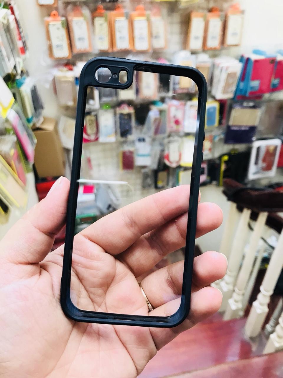 Ốp dẻo trong viền màu cho Iphone 5/5s - Đen
