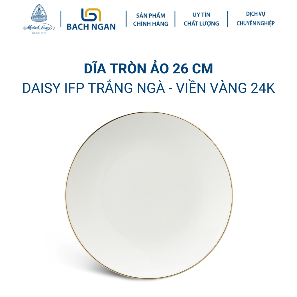 Dĩa tròn ảo Minh Long 26 cm Daisy IFP Chỉ Vàng