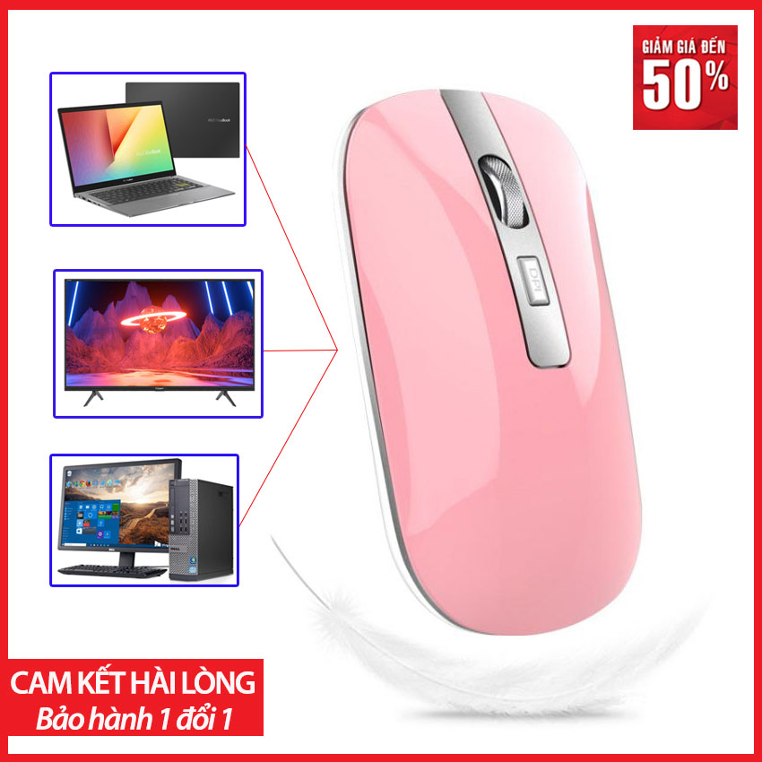 [HÀNG NGON] Chuột Không Dây; Màu Hồng, Xanh, Đen; Chuột Không Dùng Pin; Nhấp Chuột Không Âm Thanh; Kết Nối Được Với Nhiều Thiết Bị; Thiết Kế Nhỏ Gọn Dễ Cầm Nắm