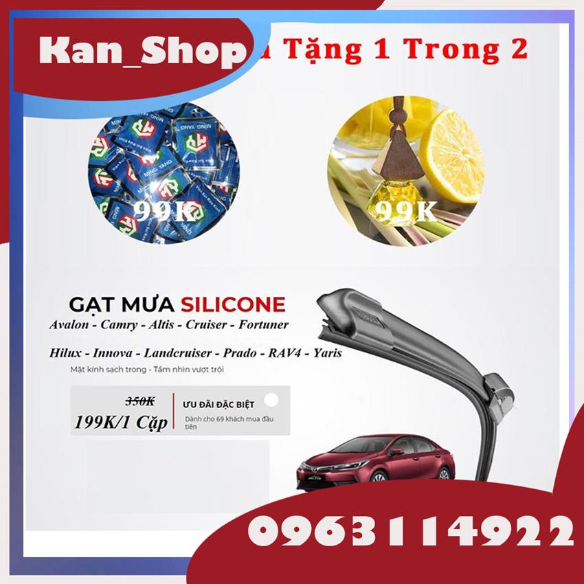 Gạt mưa Silicone cho xe TOYOTA + Tinh dầu treo xe 99K + Viên Sủi Rửa Kính 99K CAMRY – ALTIS – CRUISER – FORTUNER – HILUX – INNOVA – PRADO – RAV4 – YARIS - VIOS