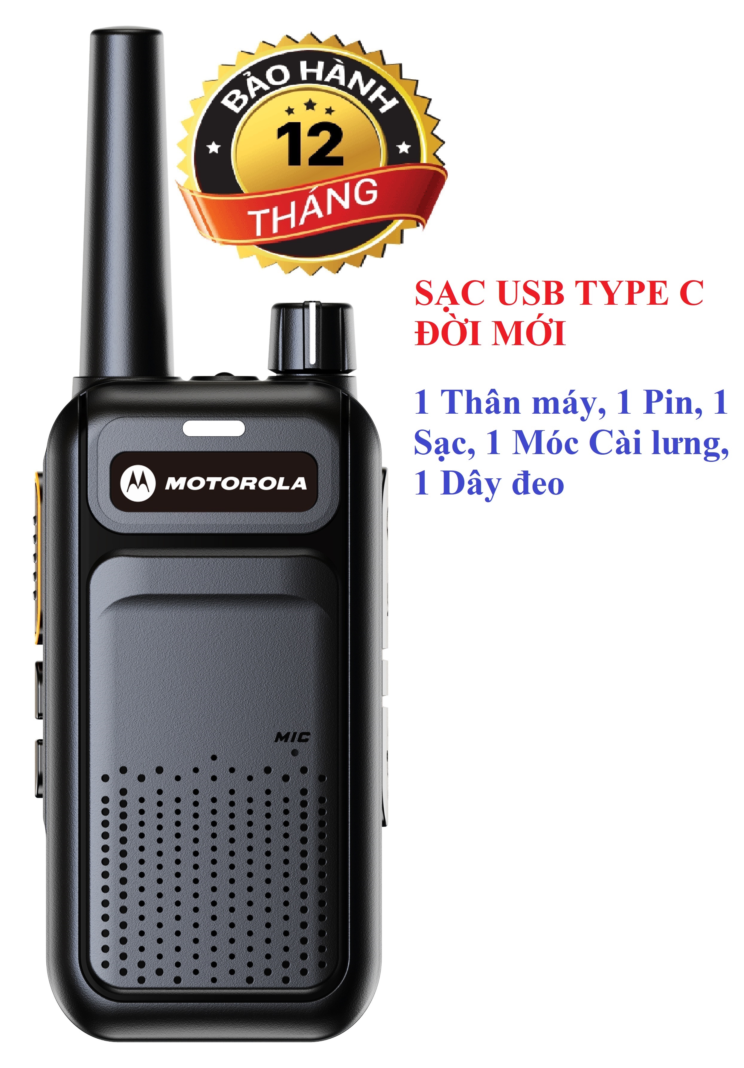 Bộ đàm motorola gp999s (loa to& chống từ tính, pin sử dụng trên 15 tiếng, sạc usb type c đời mới, cự ly liên lạc xa)