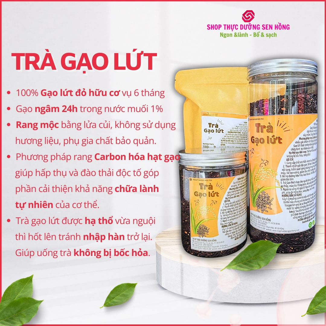 Trà gạo lứt (1KG) Gạo lứt đỏ vụ 6 tháng rang củi theo phương pháp thực dưỡng Ohsawa