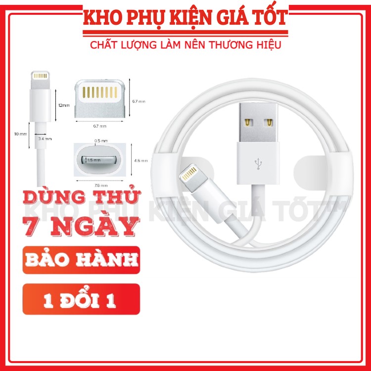Dây sạc lightning ZIN chính hãng bảo hành 1 đổi 1, cáp sạc usb to lightning hỗ trợ truyền tải dữ liệu tốc độ cao có tem bảo hành 12 tháng