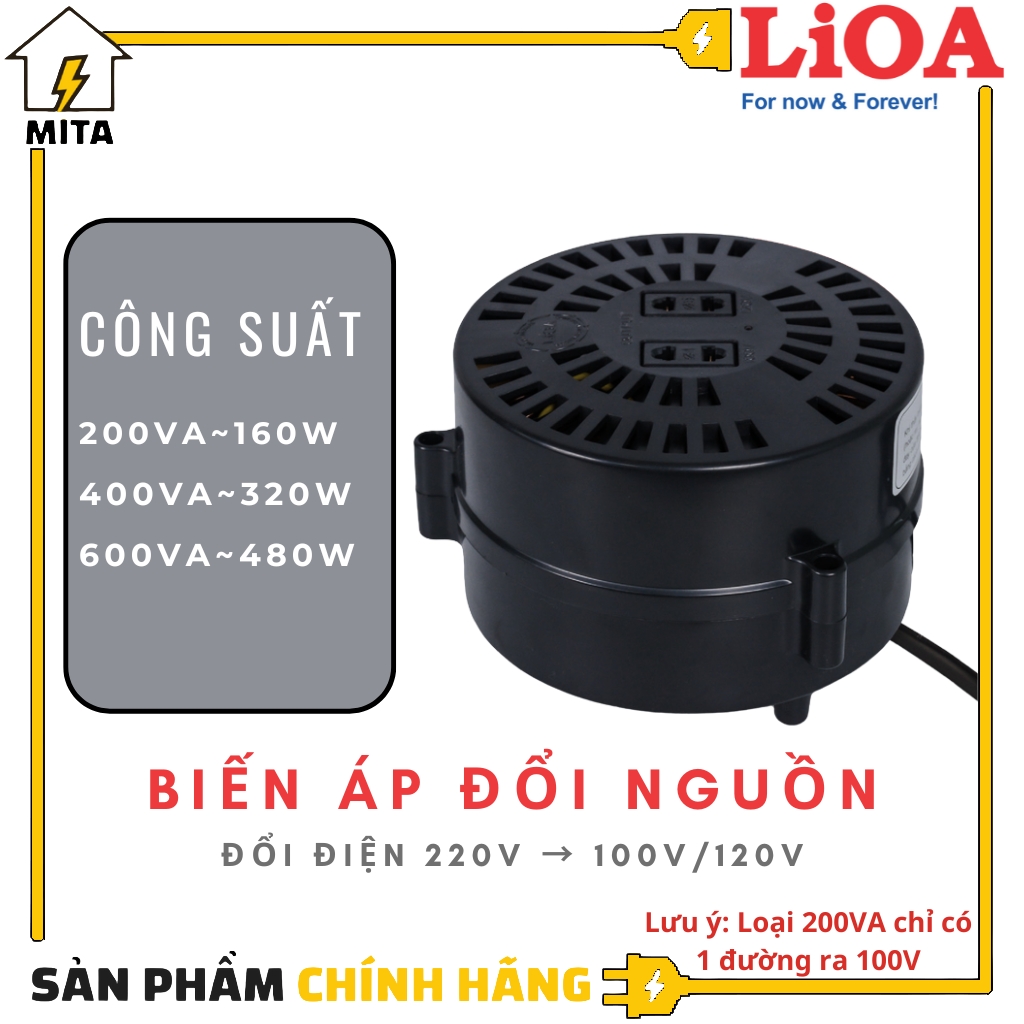 Biến áp đổi nguồn hạ áp lioa - đổi nguồn lioa 200/400/600va