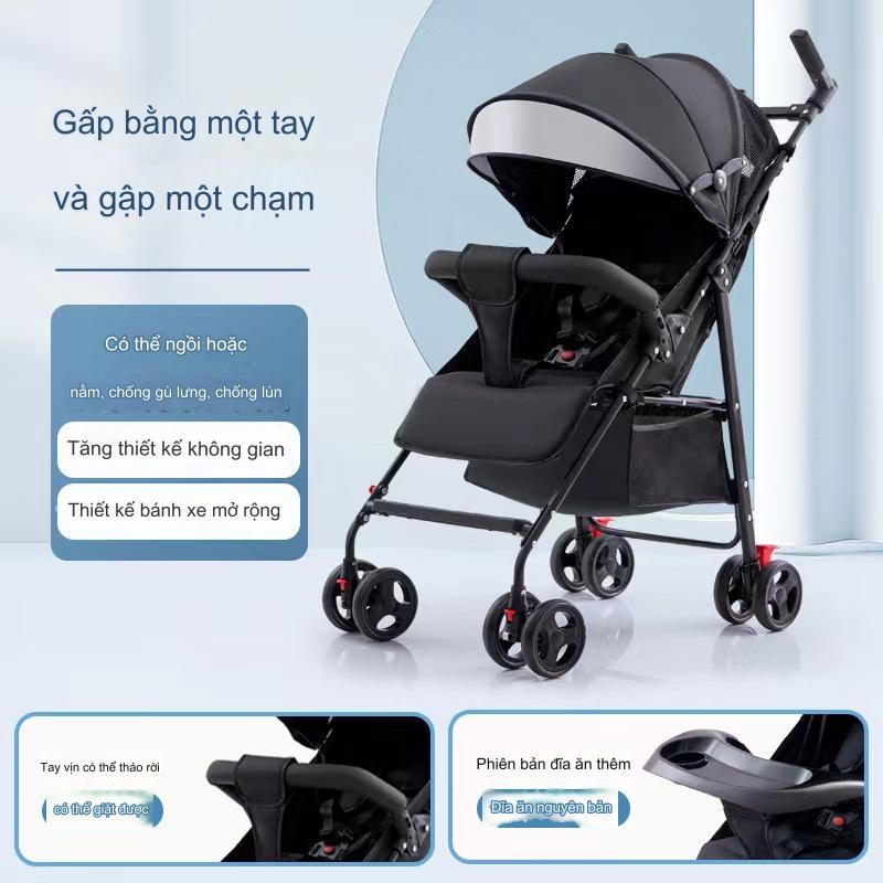 [Phiên bản nâng cấpsiêu rẻ] XE ĐẨY TRẺ EM CÓ 2 CHIỀU 3 TƯ THẾ: NẰM - NGẢ -Xe đẩy trẻ em có thể ngồi hoặc nằm, xe đẩy trẻ em bốn bánh nhẹ có thể gập lại, đóng cửa chỉ bằng một cú nhấp chuột