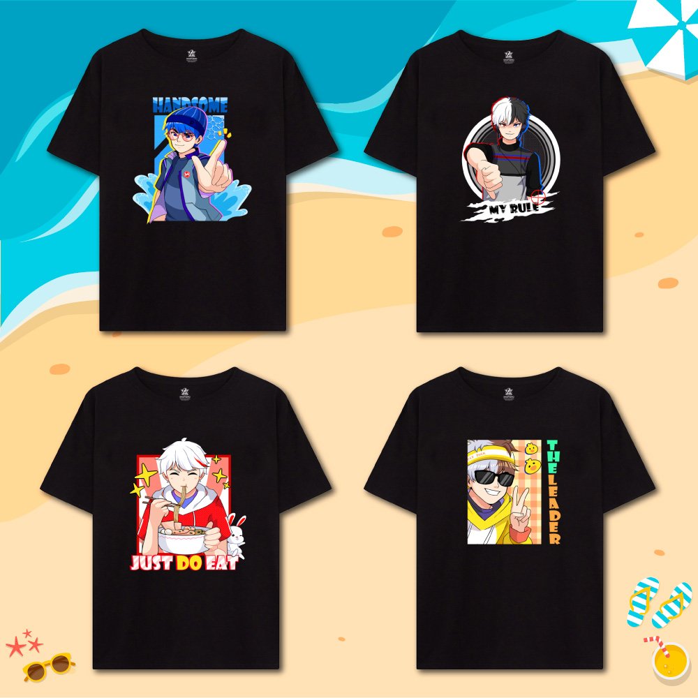 Áo thun Hero Team đầy đủ nhân vật màu đen, thời trang unisex