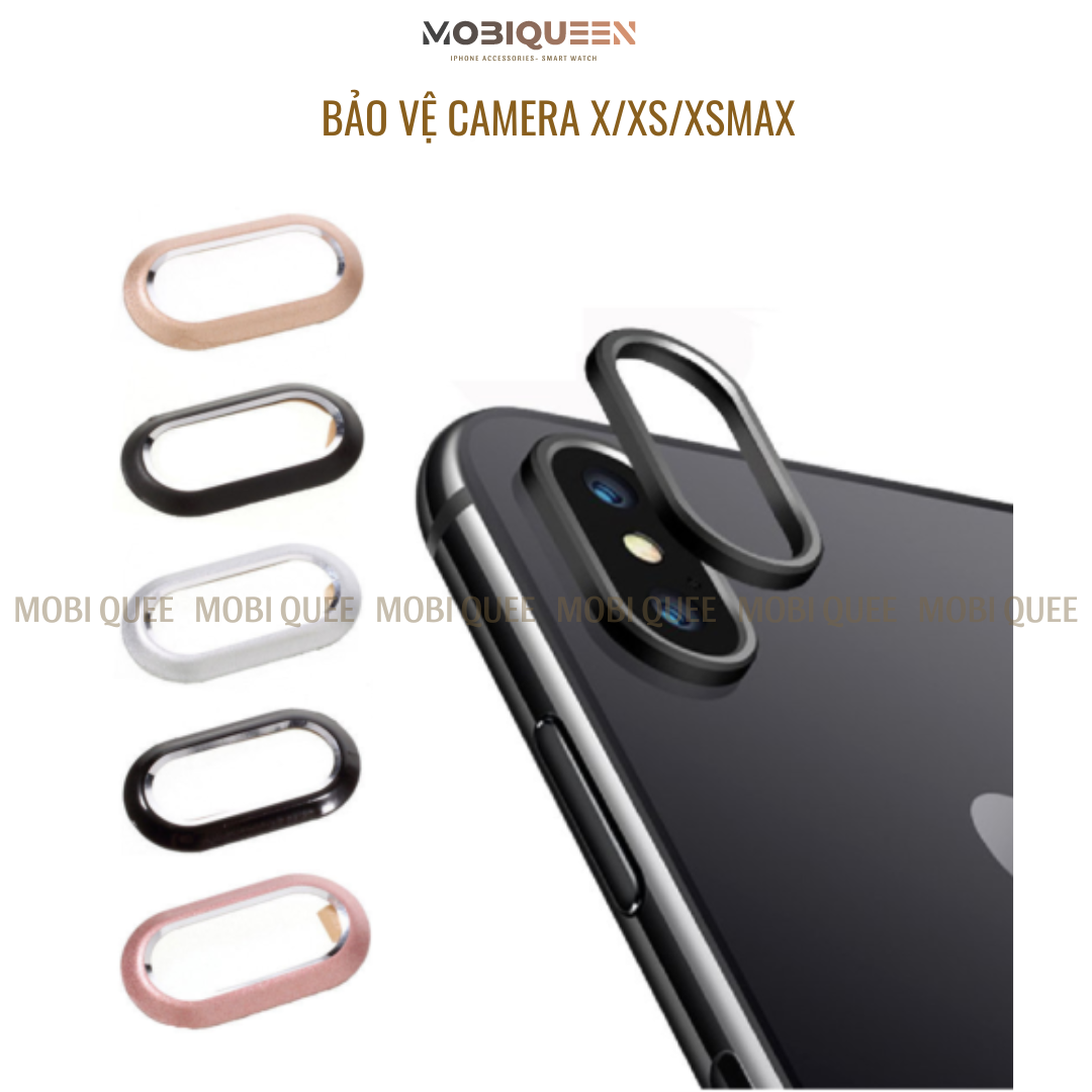 Bảo vệ camera Iphone X / XS MAX / XS  Viền nhôm Camera , nút chống bụi xạc, hỗ trợ chống mất nút chống bụi