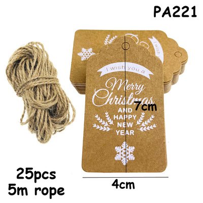 Set Tag 25c treo đóng gói quà tặng Giáng sinh, trang trí Noel tặng kèm dây