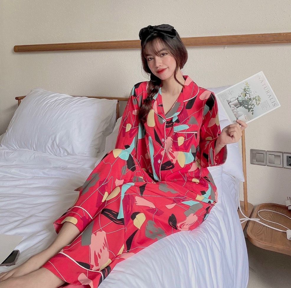 Bộ Pijama Lụa Thái Size 3XL TAY DÀI ( 75kg-80kg ) quần có túi sâu .
