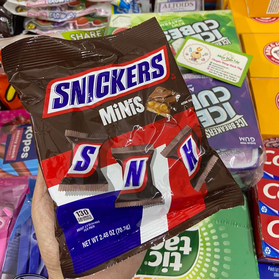 Socola Snickers Minis nhân đậu phộng,caramel gói 70g