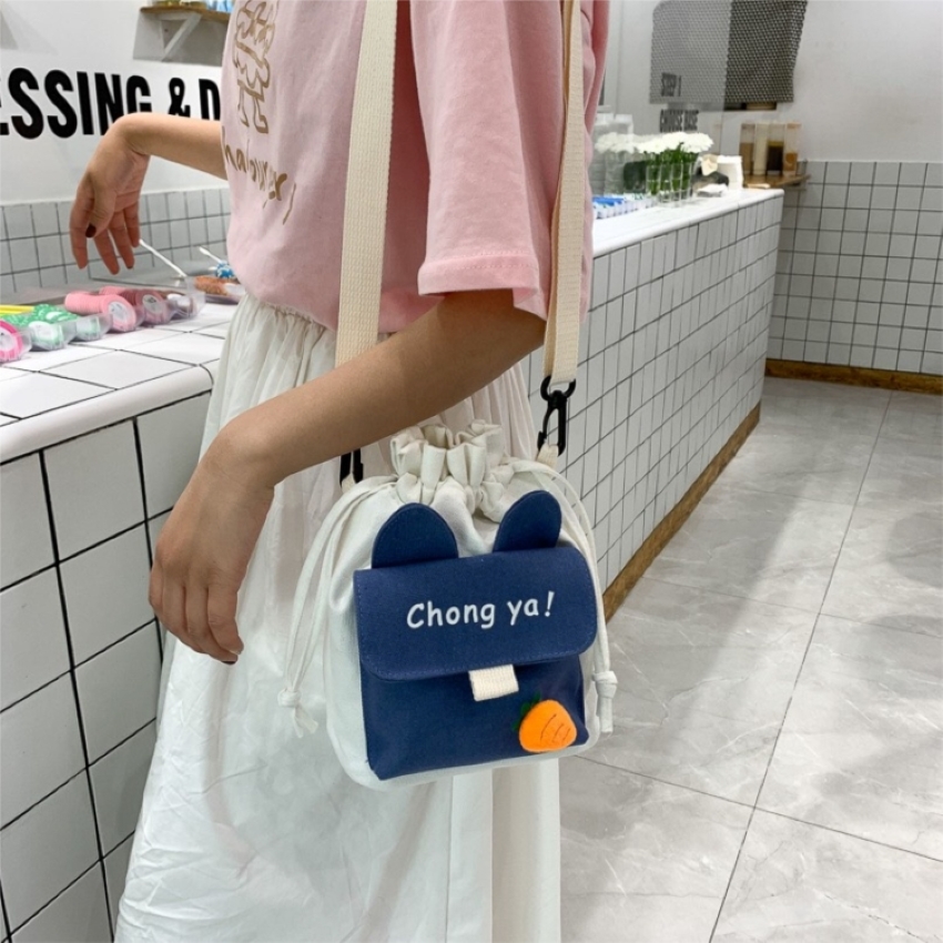 Túi Vải Canvas Đeo Chéo Phong Cách Hàn Quốc Xinh Xắn Dành Cho Nữ Cao Cấp BL2055