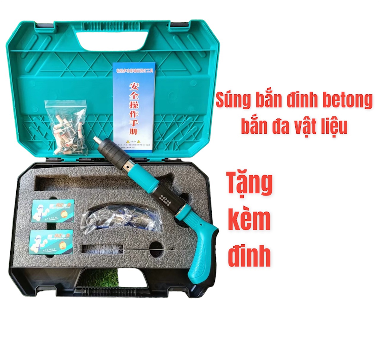Súng bắn đinh bê tông Mini thế hệ mới 2022 tặng kèm đinh-Bảo hành 12 tháng