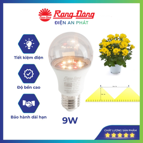 Đèn led trồng hoa cúc 9w rạng đông model: led hc a60/9w 3000k