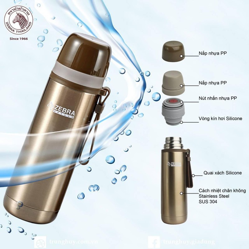 Bình giữ nhiệt zebra inox 304 picnic 0.5l - 112651