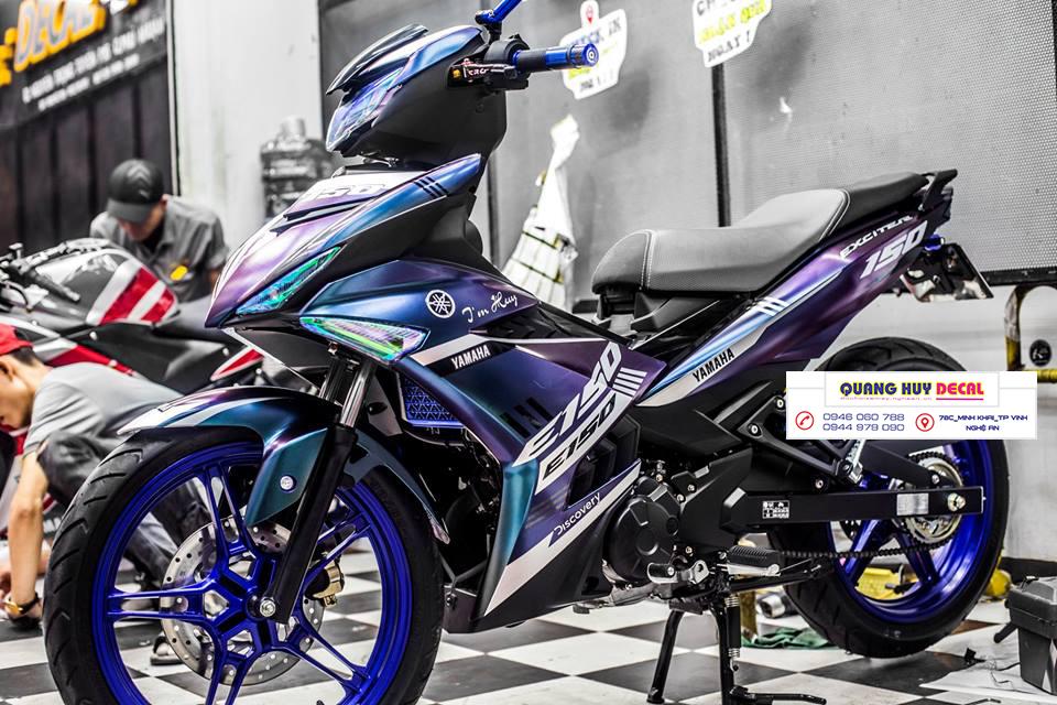 Tem trùm exciter 150 xanh tím than chuyển sắc - Độ dán team trùm decal xe máy ex 150 xanh tím than chuyển sắc - Team trùm decal xe máy ex 150 rẻ đẹp và chất
