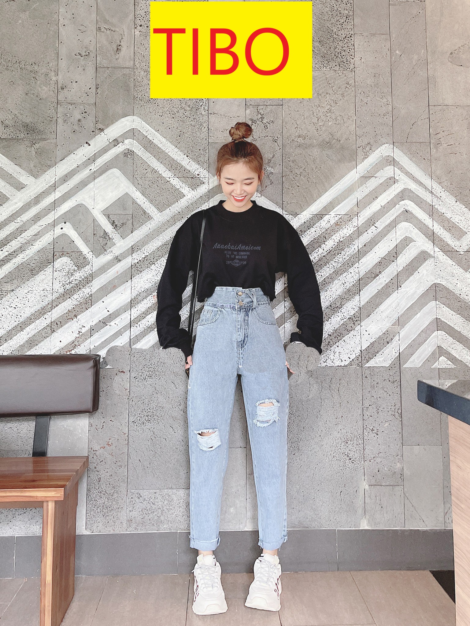 QUẦN BAGGY JEAN NỮ LƯNG CAO XẺ NỬA ĐĨA CHÉO RÁCH 2 GỐI TO MÀU XANH NHẠT LAI CUỐN CAO CẤP TIBO ĐỦ SIZE S, M, L SIÊU THƯỢNG THỪA CỰC HOT SIÊU TREND MẶC HOÀI KHÔNG LỖI MỐT ĐỈNH CAO TREDDING