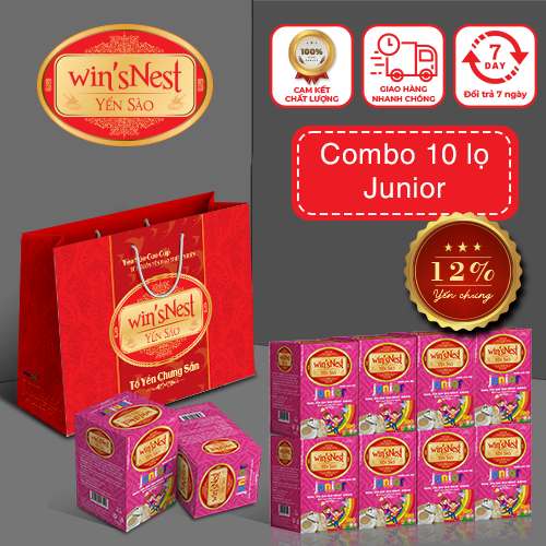 Combo 10 lọ Nước yến sào win'sNest Junior 12% kèm túi xách