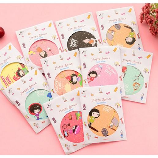 Combo 10 Gương trang điểm mini Hàn Quốc Gương Mini Cầm Tay Đáng Yêu - Gương tròn bỏ túi tiện dụng