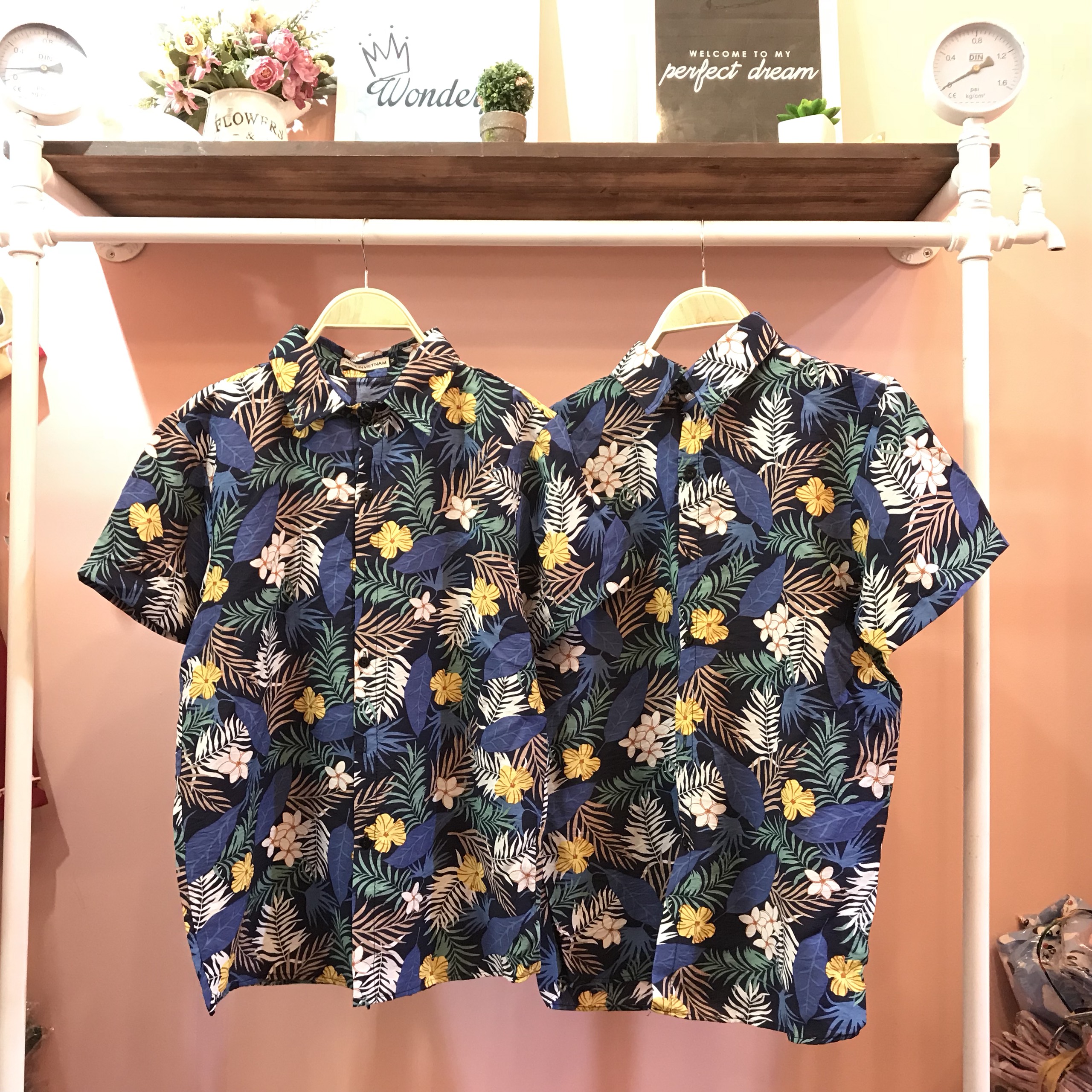 [HCM]Áo sơ mi Hawaii áo hoa lá cây áo đi biển vải kate đũi - ASM28